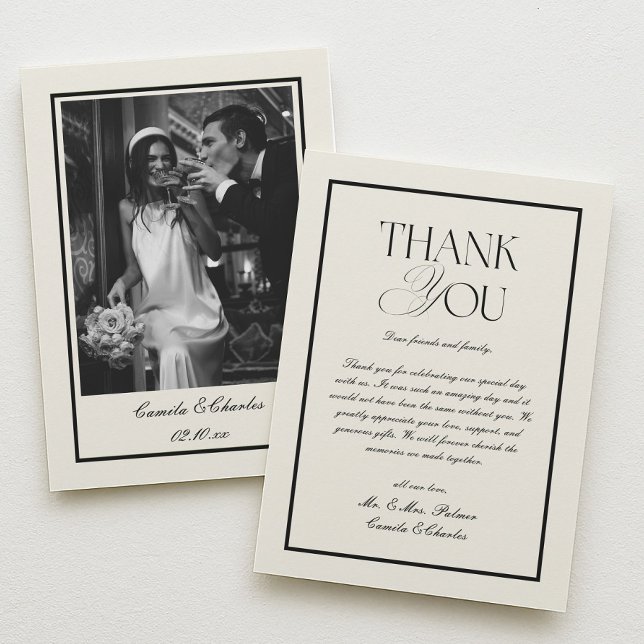 Carte De Remerciements Old Money Black and White Wedding (Créateur téléchargé)