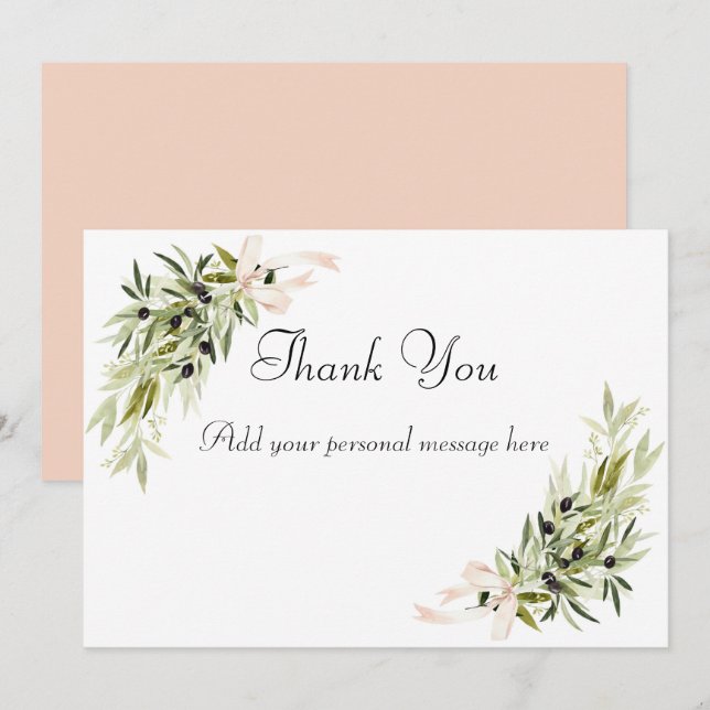 Carte De Remerciements Olive Branch Bouquets Wedding Thank You Cards (Devant / Derrière)