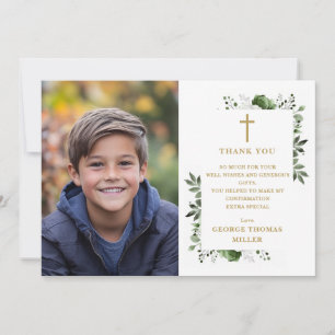 Carte De Remerciements Olive Green Élégant Floral Confirmation de photo