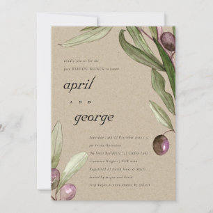 CARTE DE REMERCIEMENTS OLIVE RUSTIQUE KRAFT FAUNE APRES-MARIAGE INVITATIO