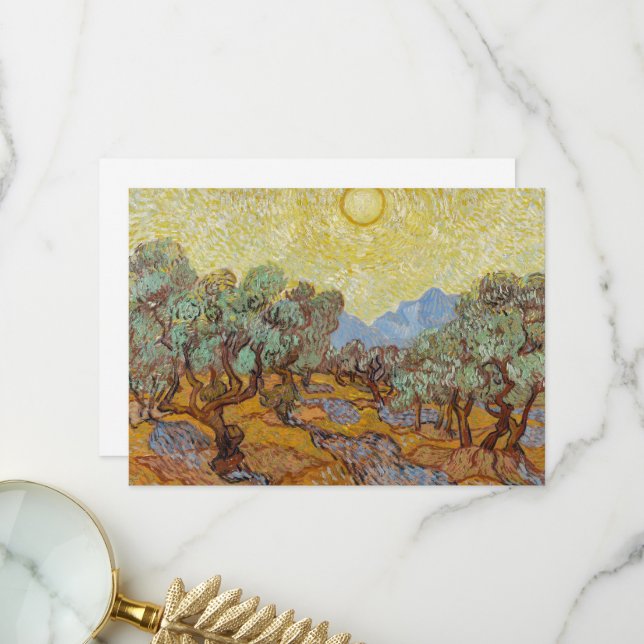 Carte De Remerciements Olive Trees par Vincent van Gogh (Devant/Arrière en situation)