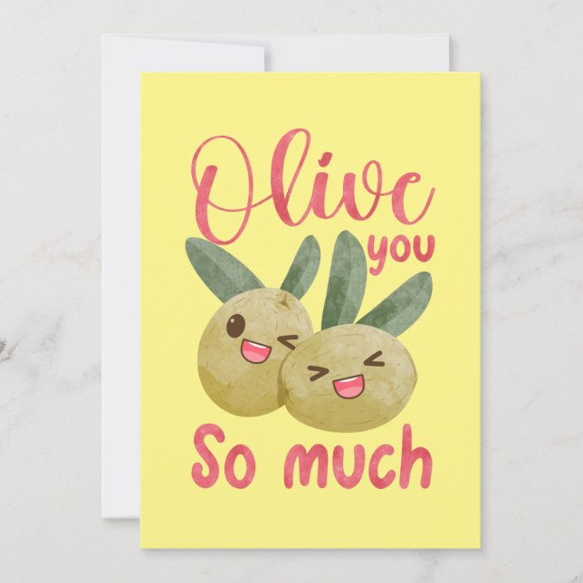 Carte De Remerciements Olive You tant de jeu alimentaire amusant (Devant)