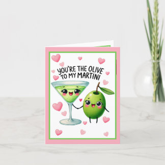 Carte De Remerciements Olives et Martinis Kawaii Mignons