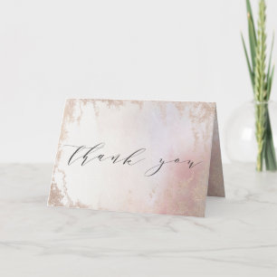 Carte De Remerciements Ombre Blush Pink Frosted Foil Photo de mariage per