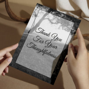 Carte De Remerciements Ombre extérieure Mariage noir et blanc