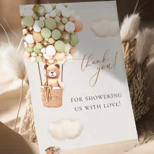 Carte De Remerciements On Peut Attendre ! Baby shower Vert Or