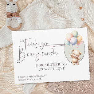 Carte De Remerciements On peut attendre le baby shower de ballons d'ours