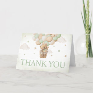 Carte De Remerciements On peut attendre le Baby shower de l'ours vert