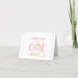 Carte De Remerciements ONE derful arc-en-ciel pastel fille 1er anniversai