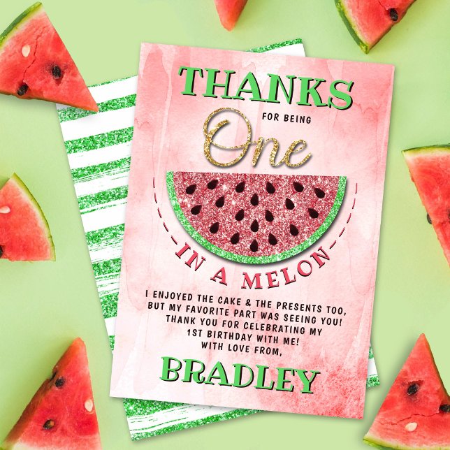 Carte De Remerciements One In A Melon 1er Anniversaire (Créateur téléchargé)