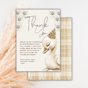Carte De Remerciements One Silly Goose Neutral Boho Baby 1er anniversaire