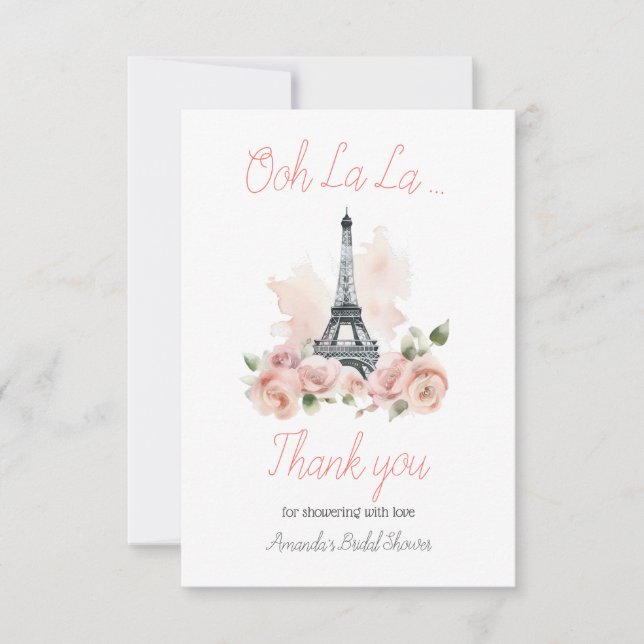 Carte De Remerciements Ooh La La Parisien Floral Fête de Mariage (Devant)