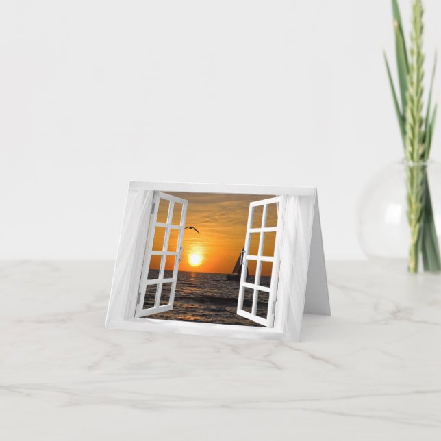Carte De Remerciements open window sailboat sunset scene sympathy (Devant)