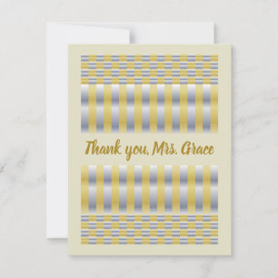 Carte De Remerciements Or et argent (Checkers et Stripes)