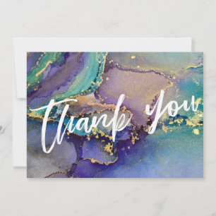 Carte De Remerciements Or liquide multicolore Art abstrait & Typographie