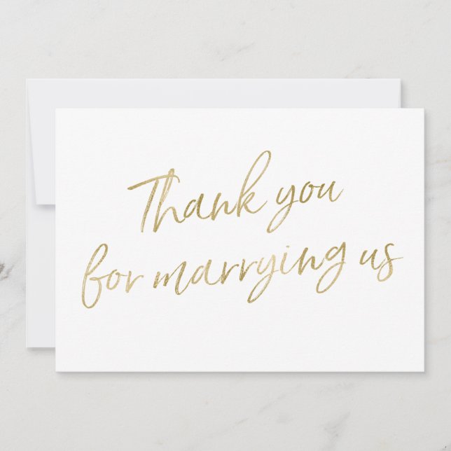 Carte De Remerciements Or "Merci pour nous épouser " (Devant)