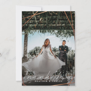 Carte De Remerciements Or moderne Geometric Wedding Photo