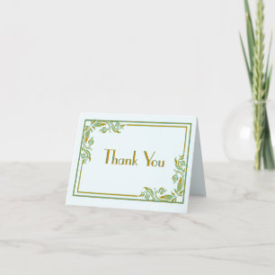 Carte De Remerciements Or Orné et bleu pastel Customisé