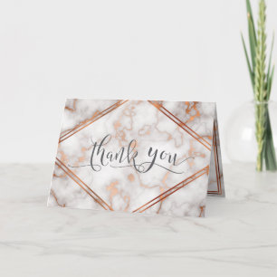 Carte De Remerciements Or rose / Calligraphie en marbre de cuivre