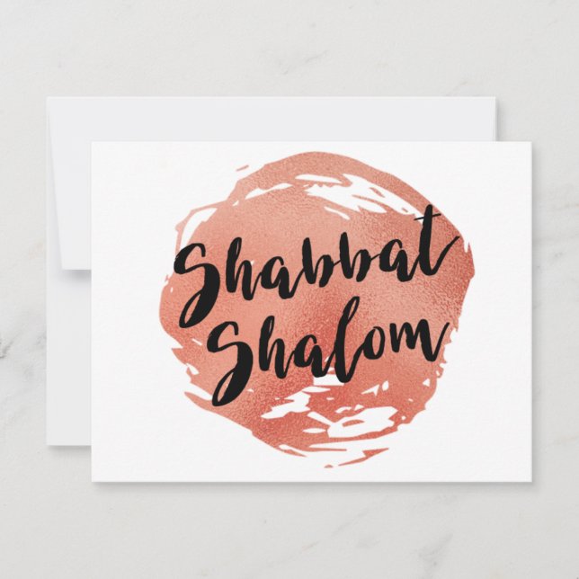 Carte De Remerciements Or rose de Faux de Shabbat Shalom (Devant)