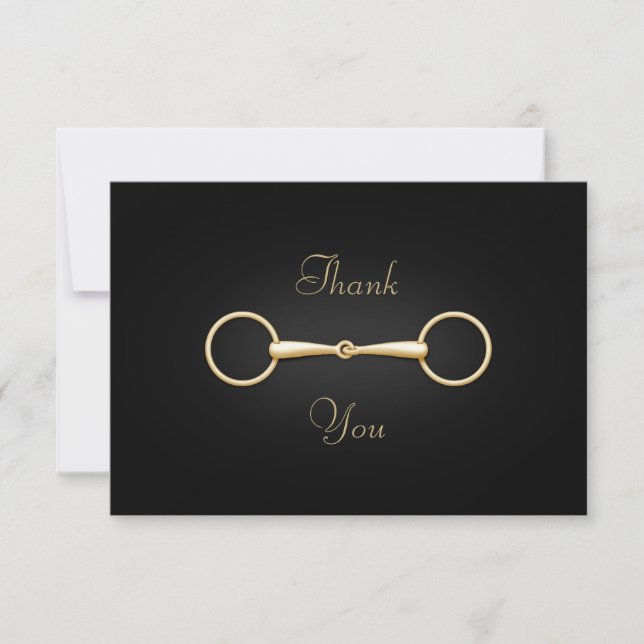 Carte De Remerciements Or Snaffle un peu Elegant Custom Equestriant (Devant)