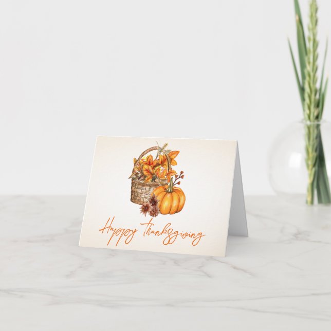 Carte De Remerciements Orange Automne Citrouille Harvest Thanksgiving Sal (Devant)