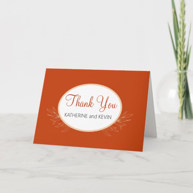 Carte De Remerciements Orange brûlé simple (Devant)