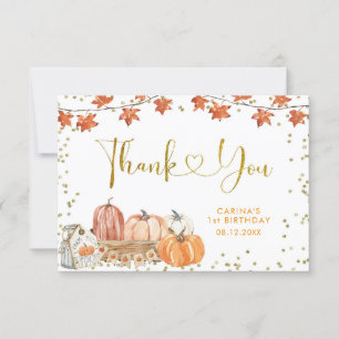 Carte De Remerciements Orange Citrouille Patch Automne Anniversaire