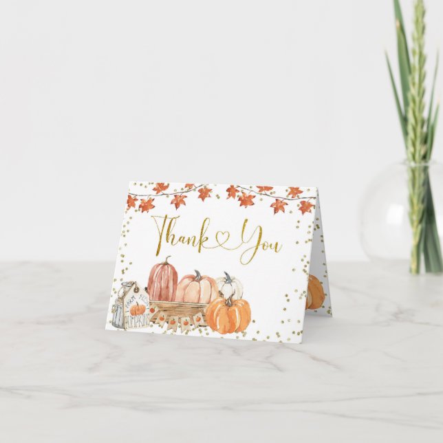 Carte De Remerciements Orange Citrouille Patch Automne Anniversaire (Devant)
