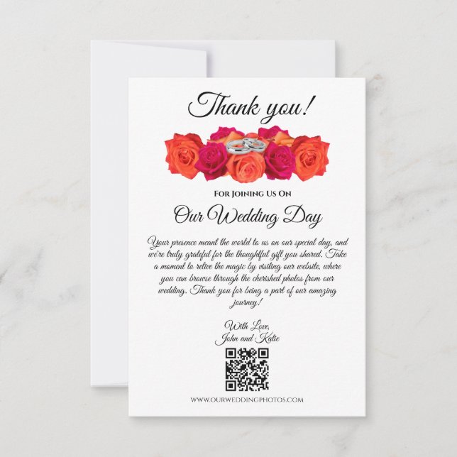 Carte De Remerciements Orange et rose-Blossoms-Mariage- (Devant)