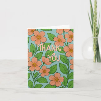 Carte De Remerciements Orange Floral Thank You Card with Hand Lettering |