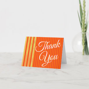 Carte De Remerciements Orange sur Orange Distressed Gold Stripes Annivers