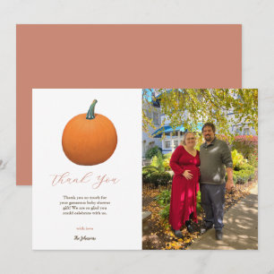 Carte De Remerciements Orange Teracotta Automne Citrouille Baby shower Ph