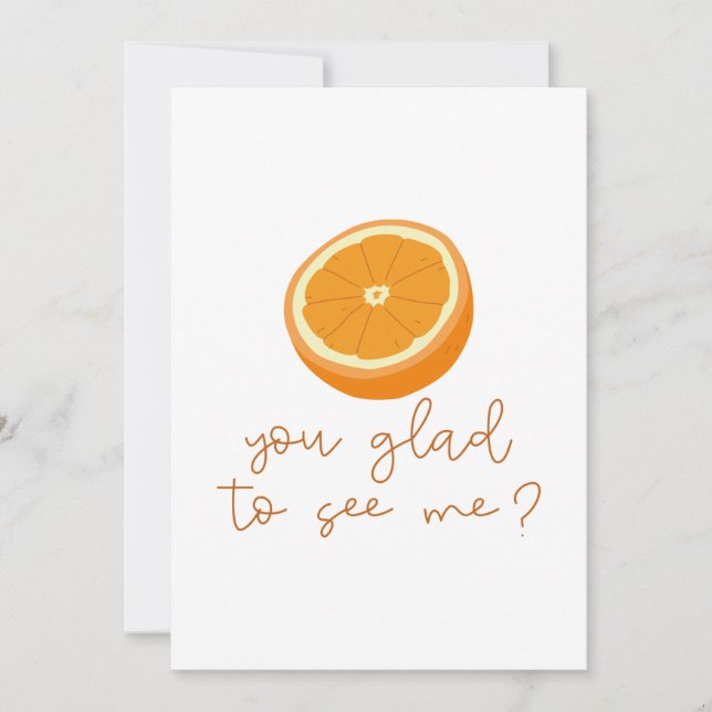 Carte De Remerciements Orange Vous Êtes Heureux De Me Voir ? (Devant)
