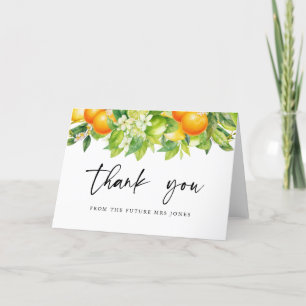 Carte De Remerciements Oranges estivales modernes Fête des mariées Citrus