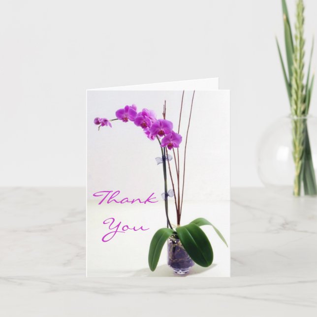 Carte De Remerciements Orchidée rose violet florale (Devant)