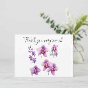 Carte De Remerciements Orchidée violette avec pierre sur arrière - plan b