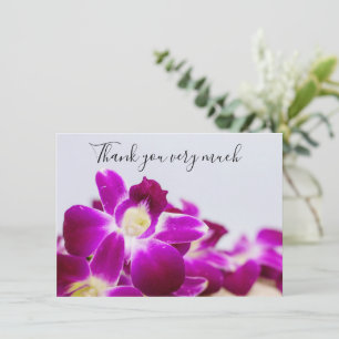 Carte De Remerciements Orchidée violette avec pierre sur arrière - plan b