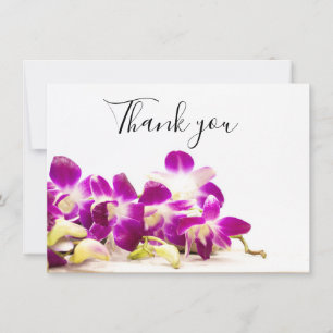 Carte De Remerciements Orchidée violette avec pierre sur spa arrière - pl