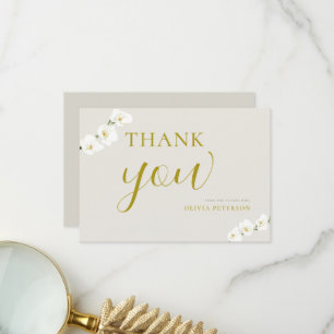 Carte De Remerciements Orchidées blanches d'ivoire Simple Élégant mariage