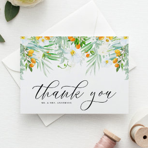 Carte De Remerciements Orchidées blanches et Mariage Tropical Kumquat Gar