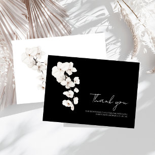 Carte De Remerciements Orchidées blanches noires modernes Baby shower fle