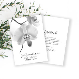 Carte De Remerciements Orchidées blanches noires sur la Sympathie funérai