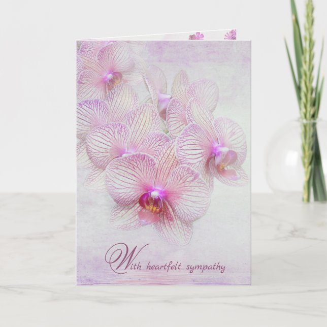 Carte De Remerciements orchidées roses perte de sympathie de tante (Devant)