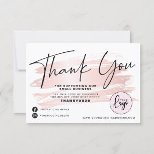 Carte De Remerciements Ordre d'affaires des pinceaux de couleur rose pâle