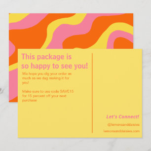 Carte De Remerciements Ordre Rétro Orange Jaune Rose Petite Entreprise Qu
