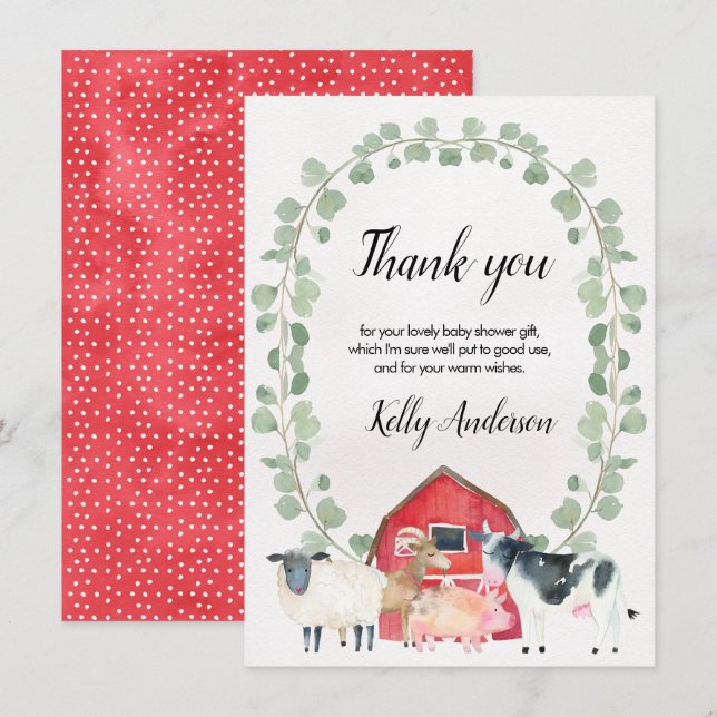 Carte de remerciements orienté de baby shower de (Devant / Derrière)