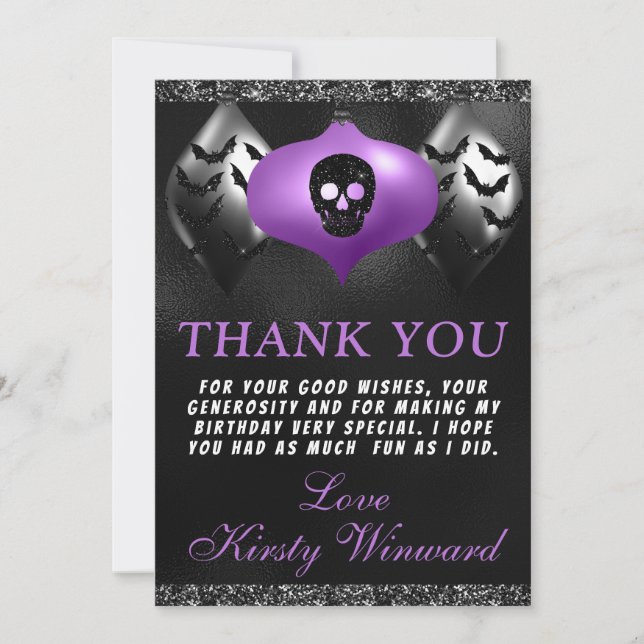 Carte De Remerciements Ornements d'Halloween violet noir (Devant)