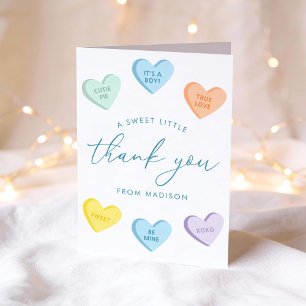 Carte De Remerciements Our Little Sweetheart Candy Hearts Baby Shower