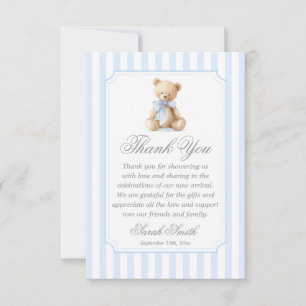 Carte De Remerciements Ours à rayures bleues grand millénaire